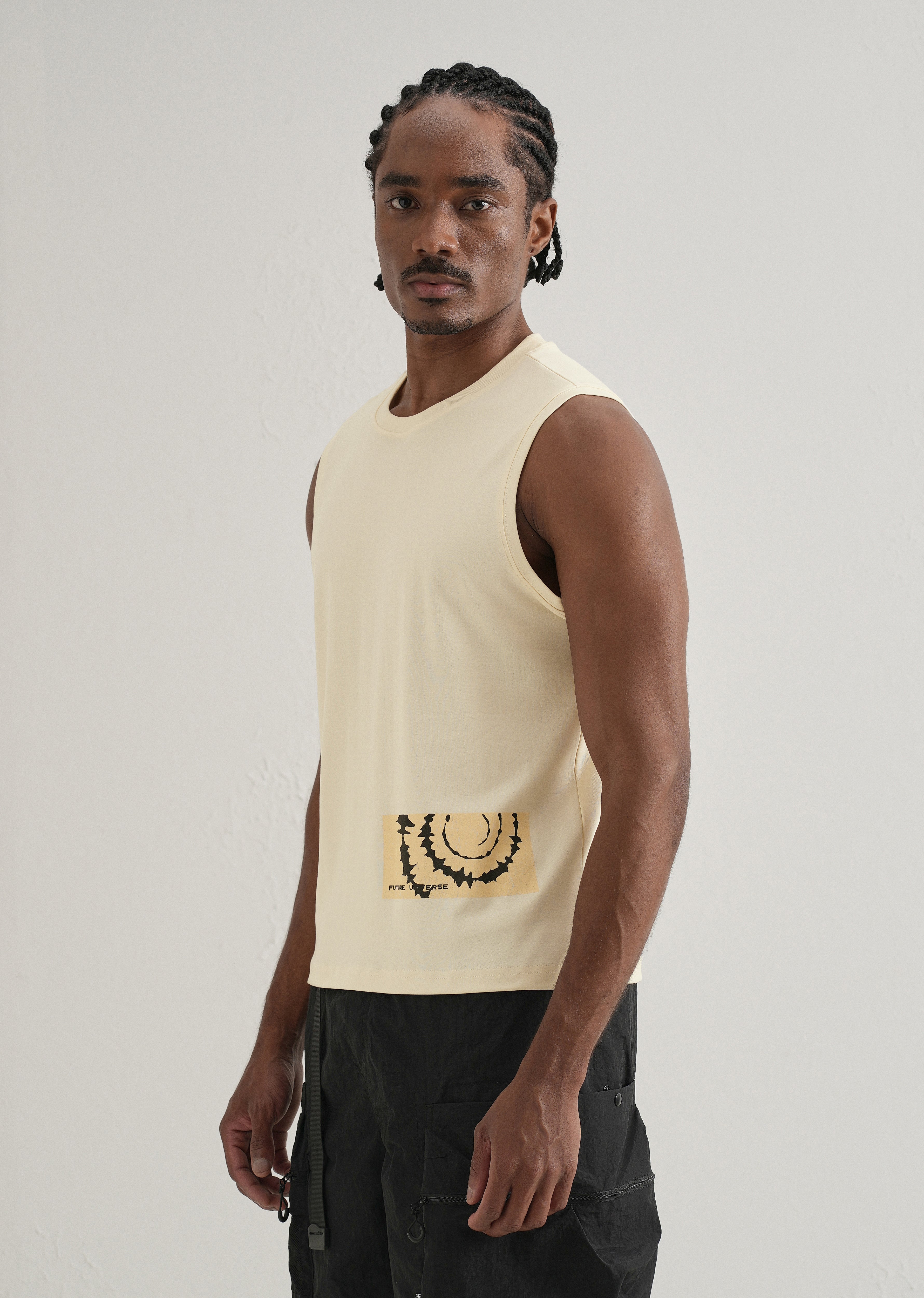 Cream Printed Tank