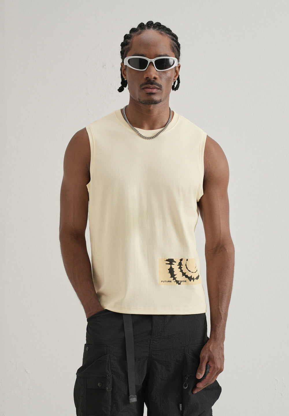 Cream Printed Tank