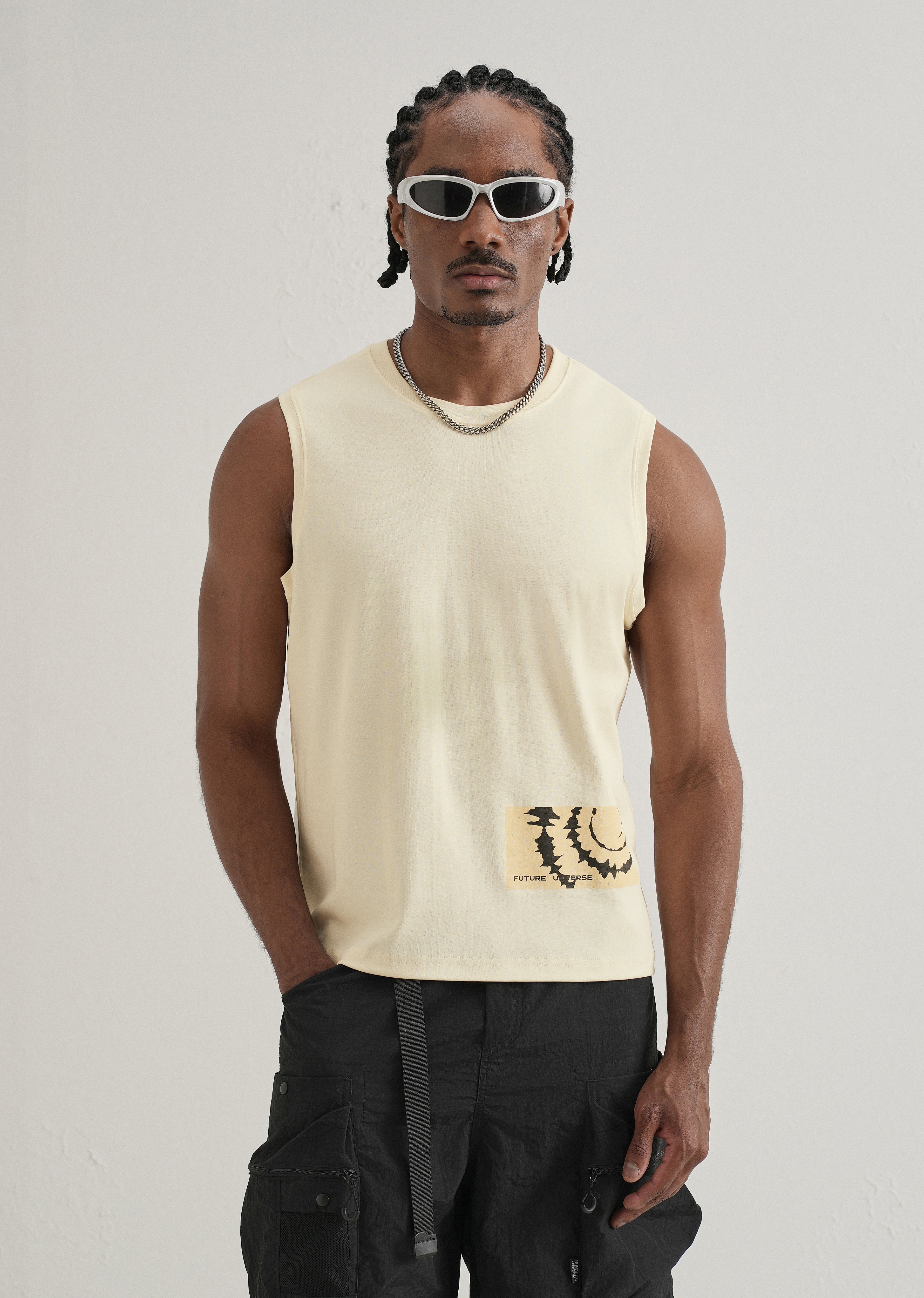 Cream Printed Tank