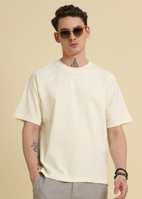 Cream Raglan Sleeve Oversized T-Shirt