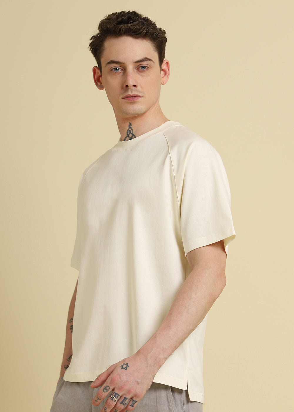 Cream Raglan Sleeve Oversized T-Shirt