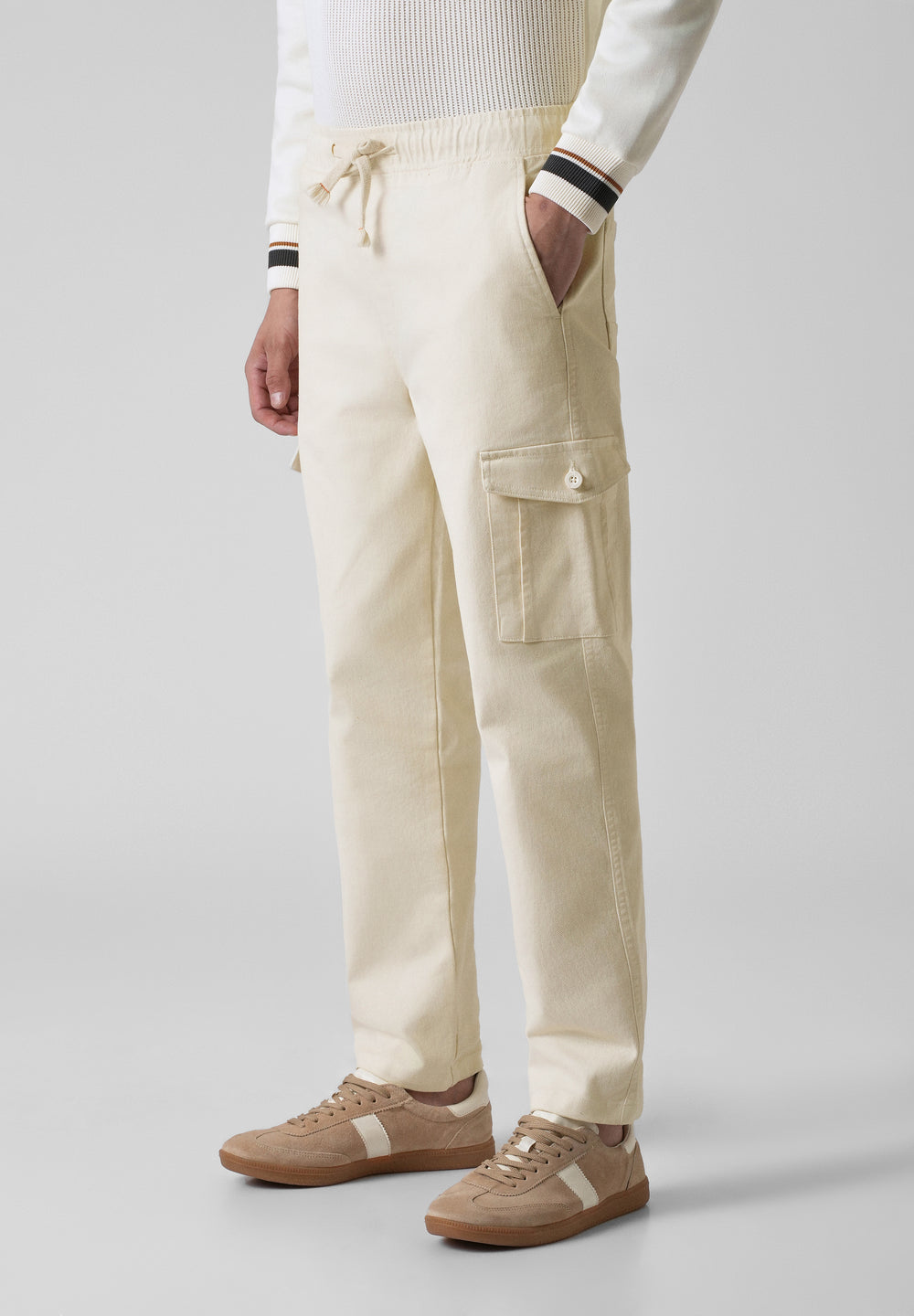 Cream Regular Fit Cargo Pant