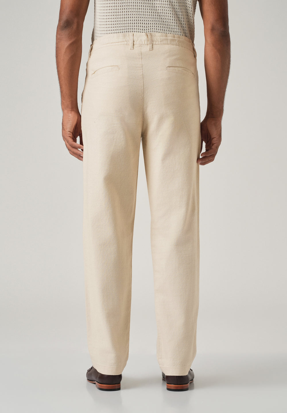 Cream Linen-Look Cotton Trousers