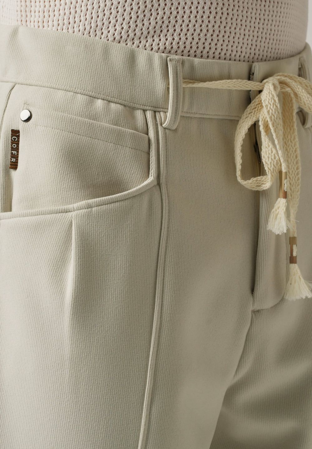Cream Corduroy Relaxed Fit Drawstring Pant