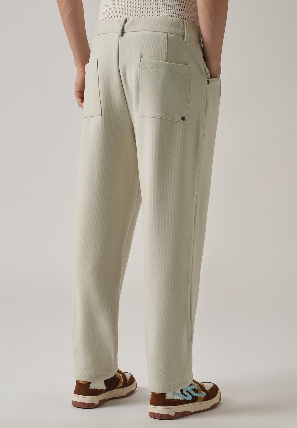 Cream Corduroy Relaxed Fit Drawstring Pant