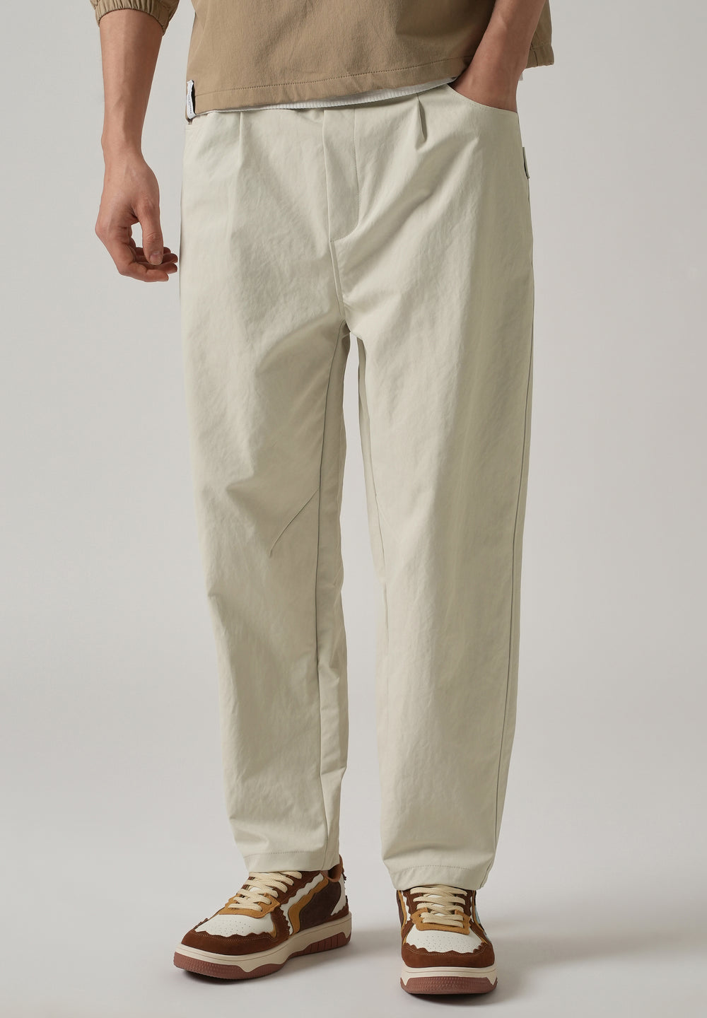 Cream Twill Relaxed Fit Pant