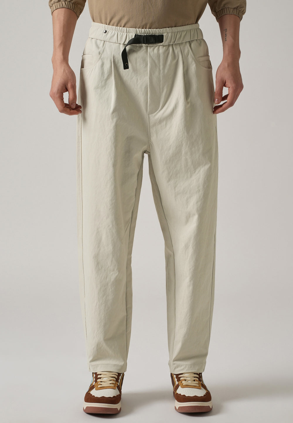Cream Twill Relaxed Fit Pant