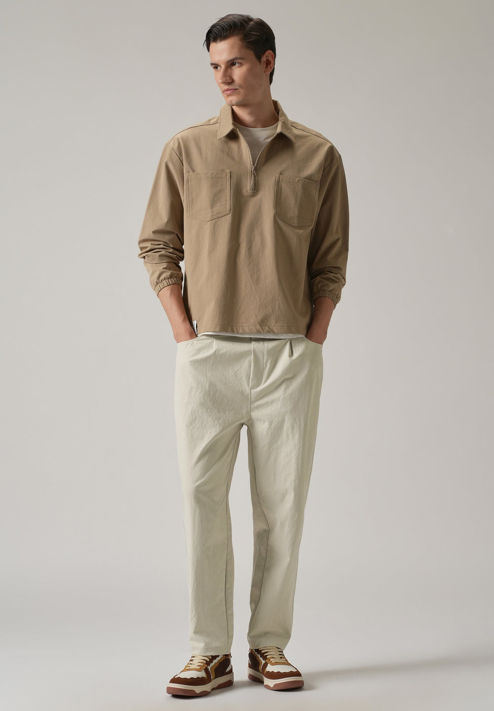 Cream Twill Relaxed Fit Pant