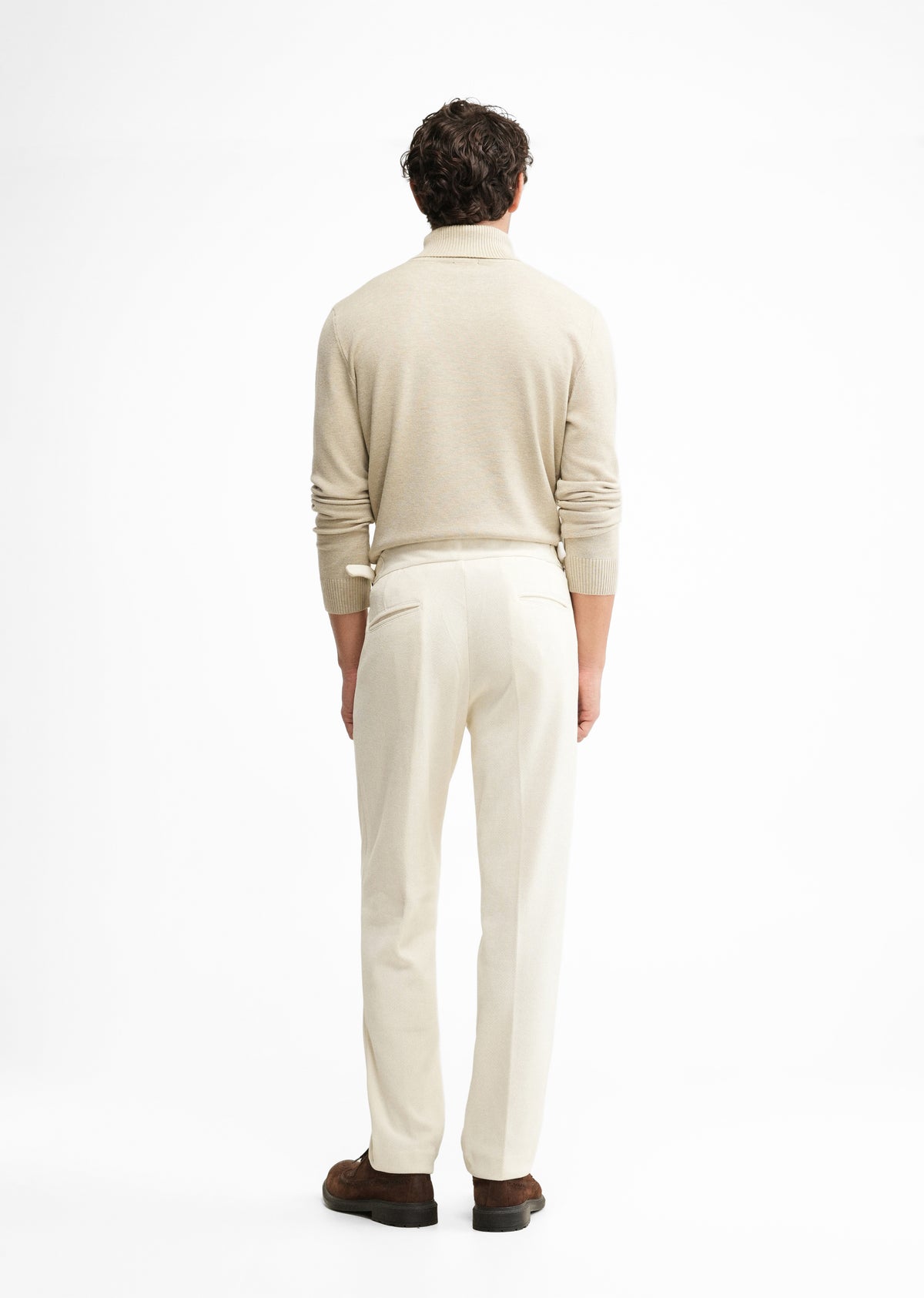 Cream Ribbed Stretch Gurkha Pant