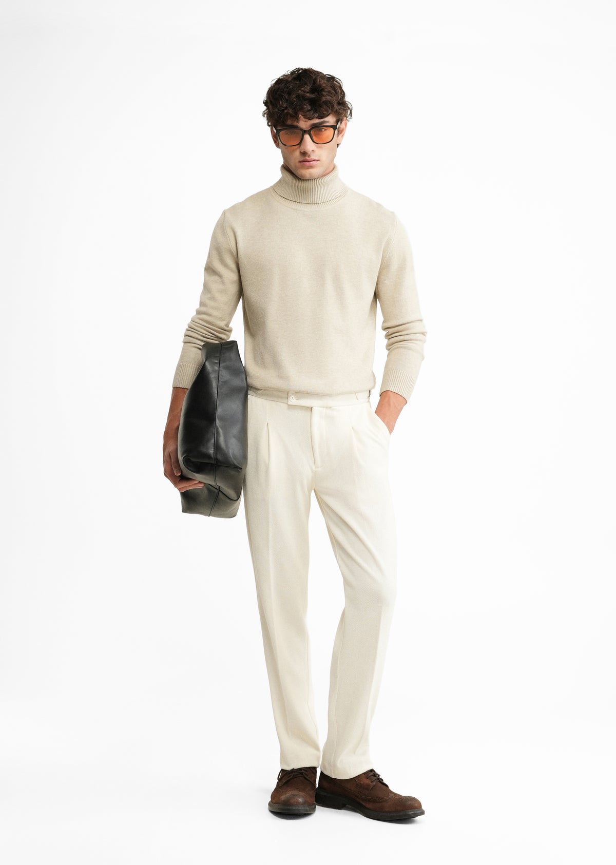 Cream Ribbed Stretch Gurkha Pant