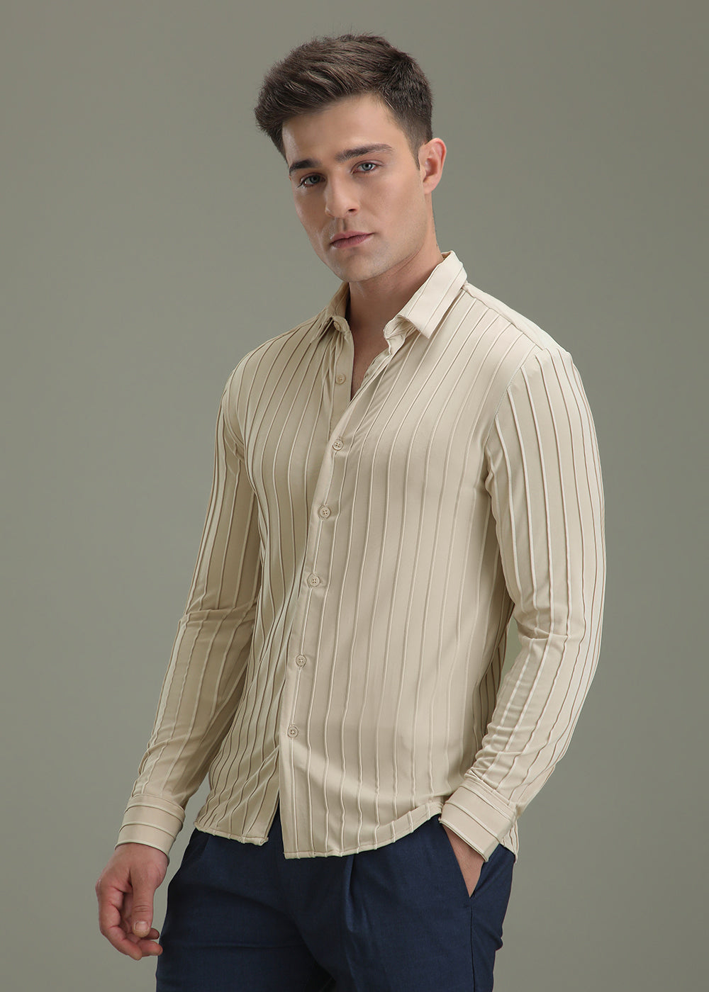 Cream Stripe Shirt