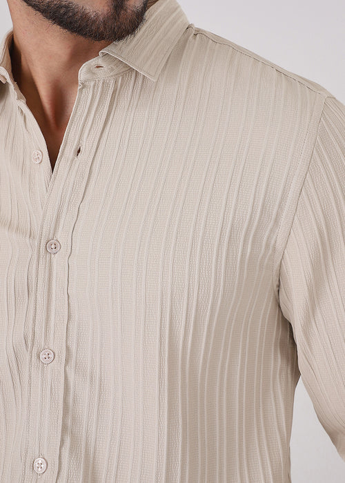 Cream Self Striped Shirt