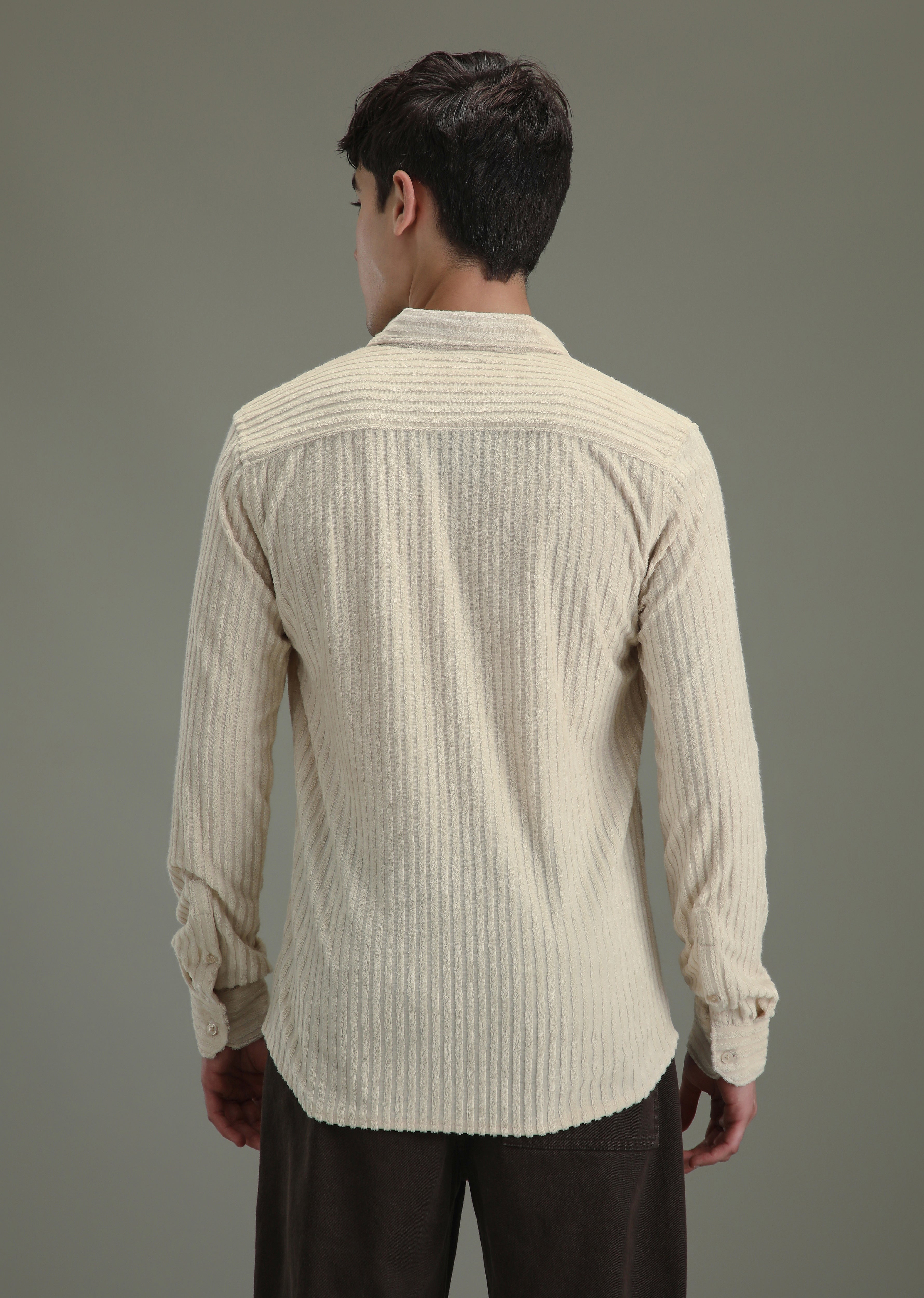 Cream Corduroy Stripe Shirt