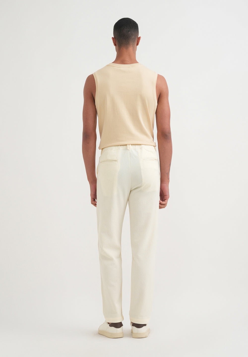Cream Semi-Elasticated Textured Pant