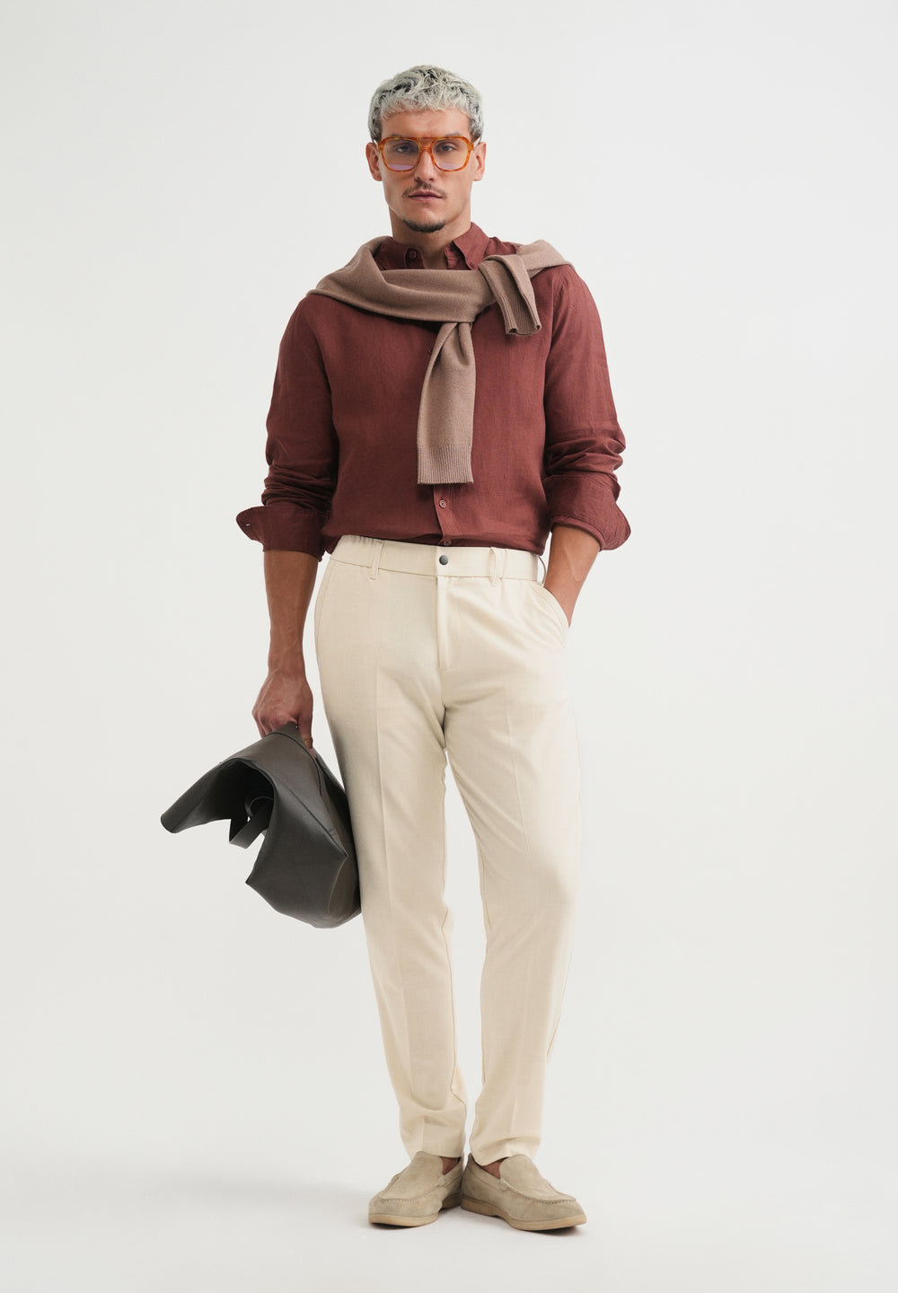 Beige Semi-Elasticated Trouser