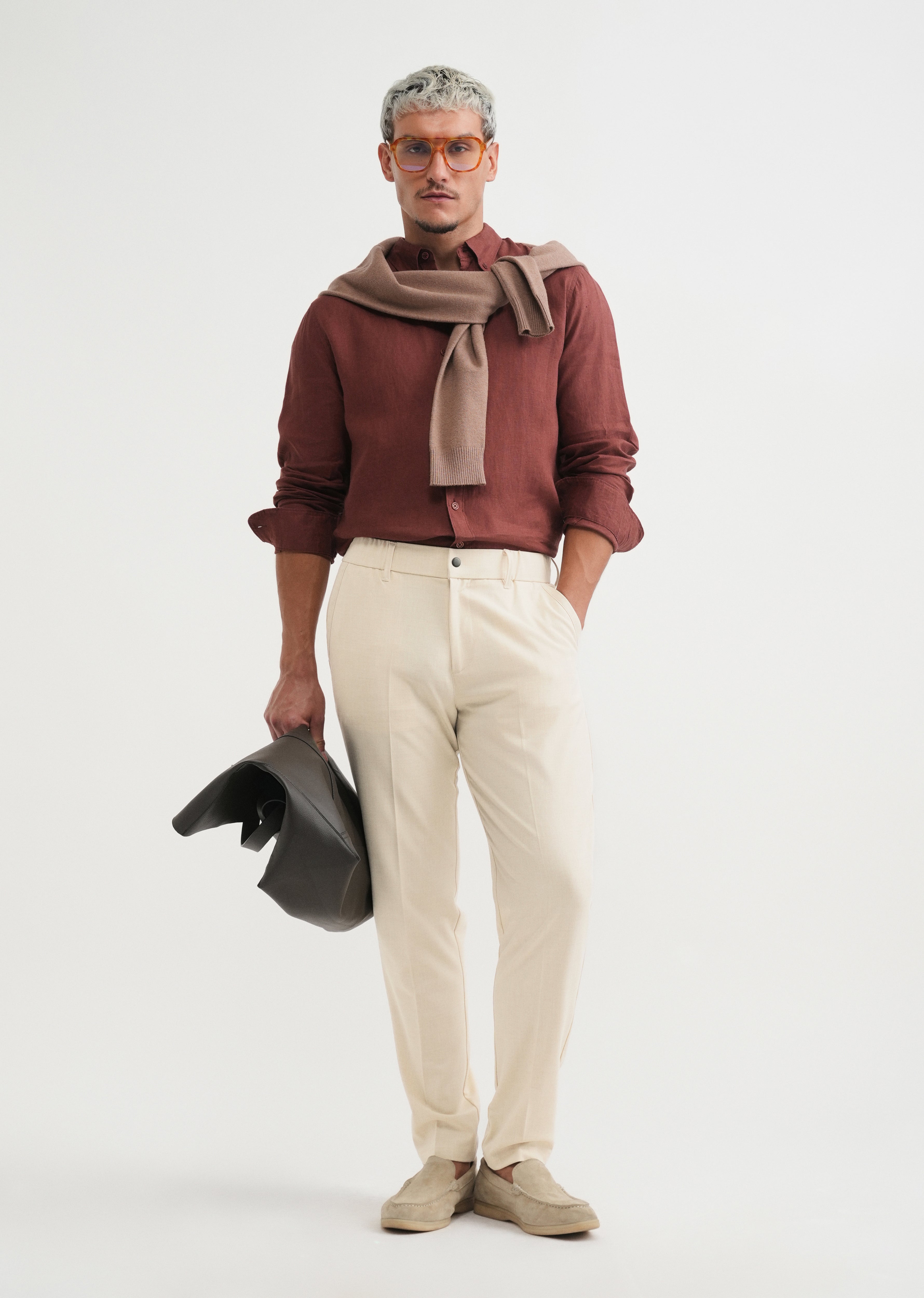 Beige Semi-Elasticated Trouser