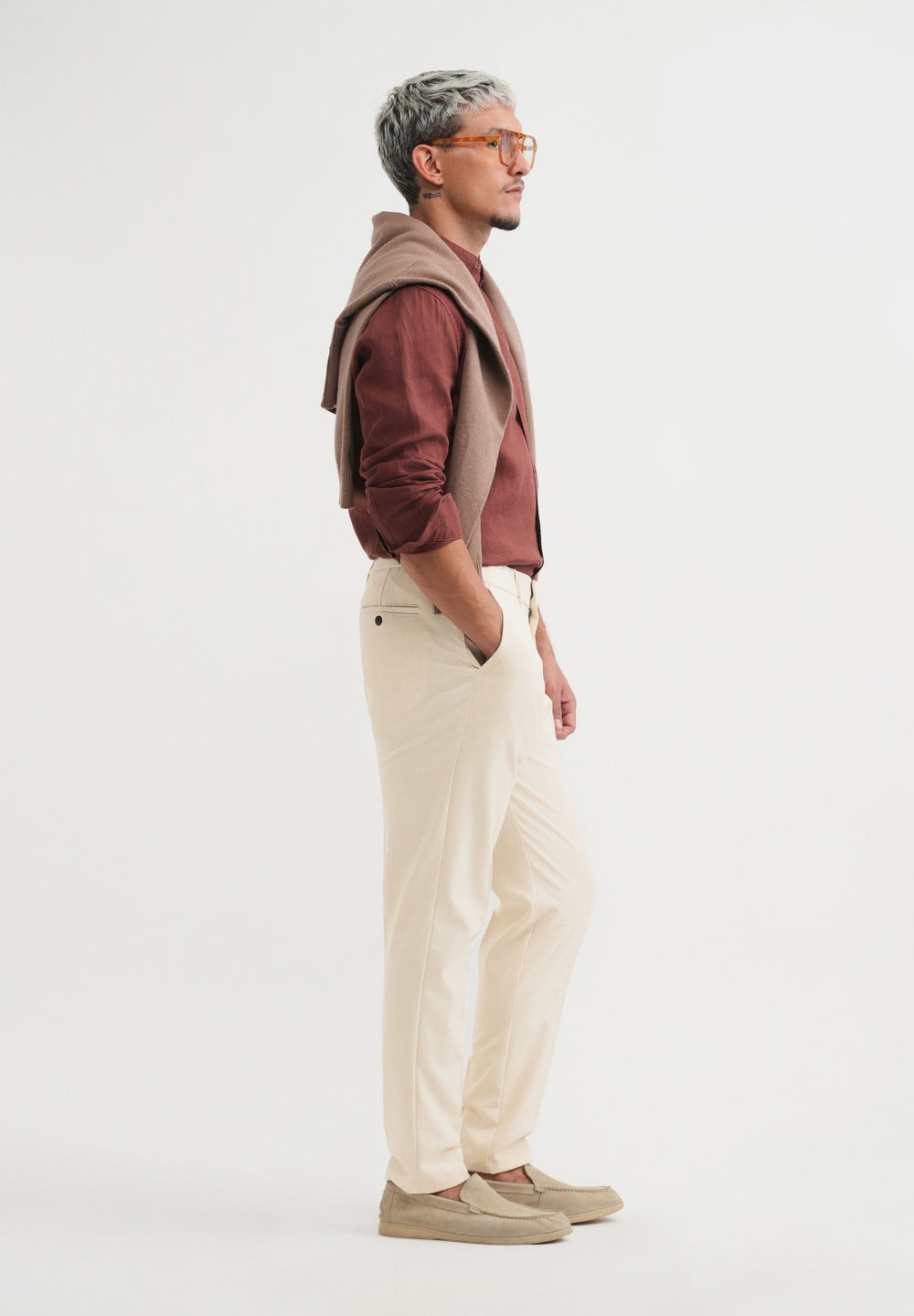 Beige Semi-Elasticated Trouser
