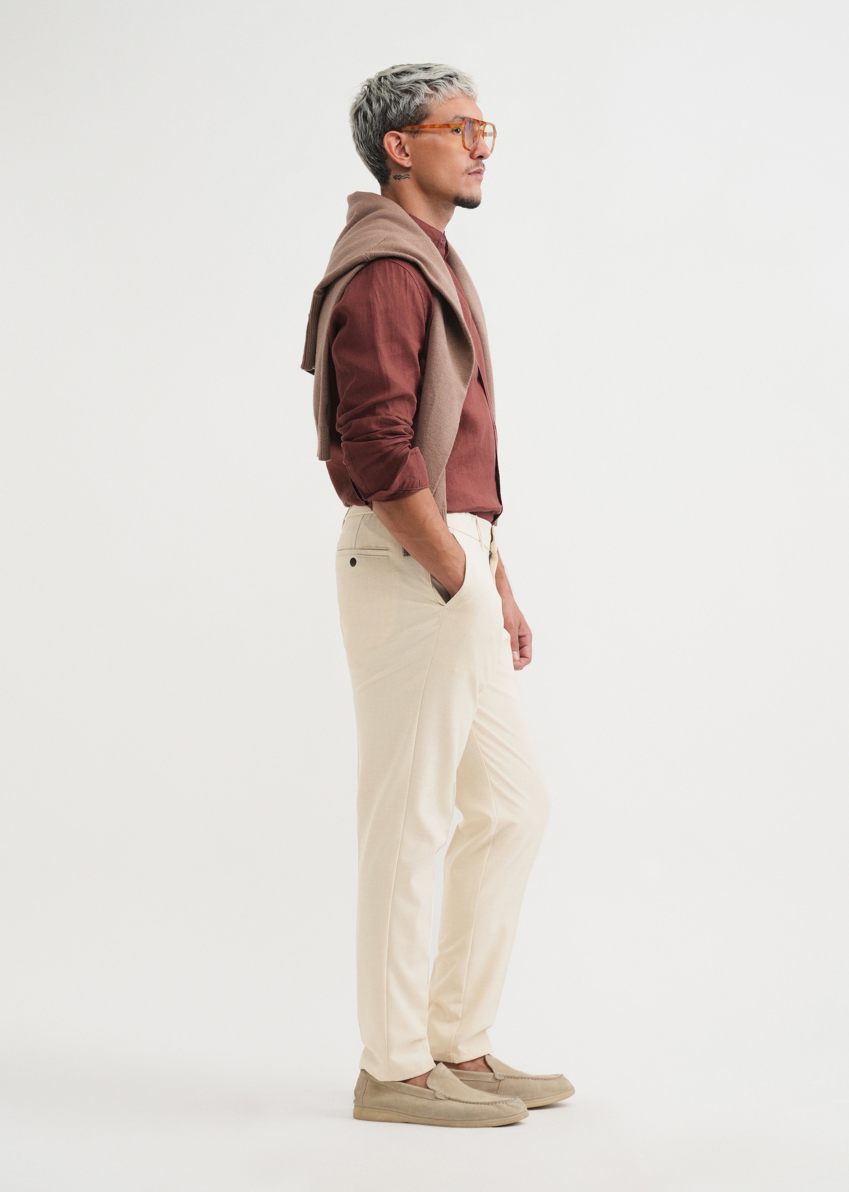 Beige Semi-Elasticated Trouser