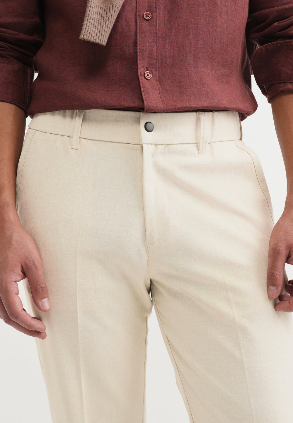 Beige Semi-Elasticated Trouser