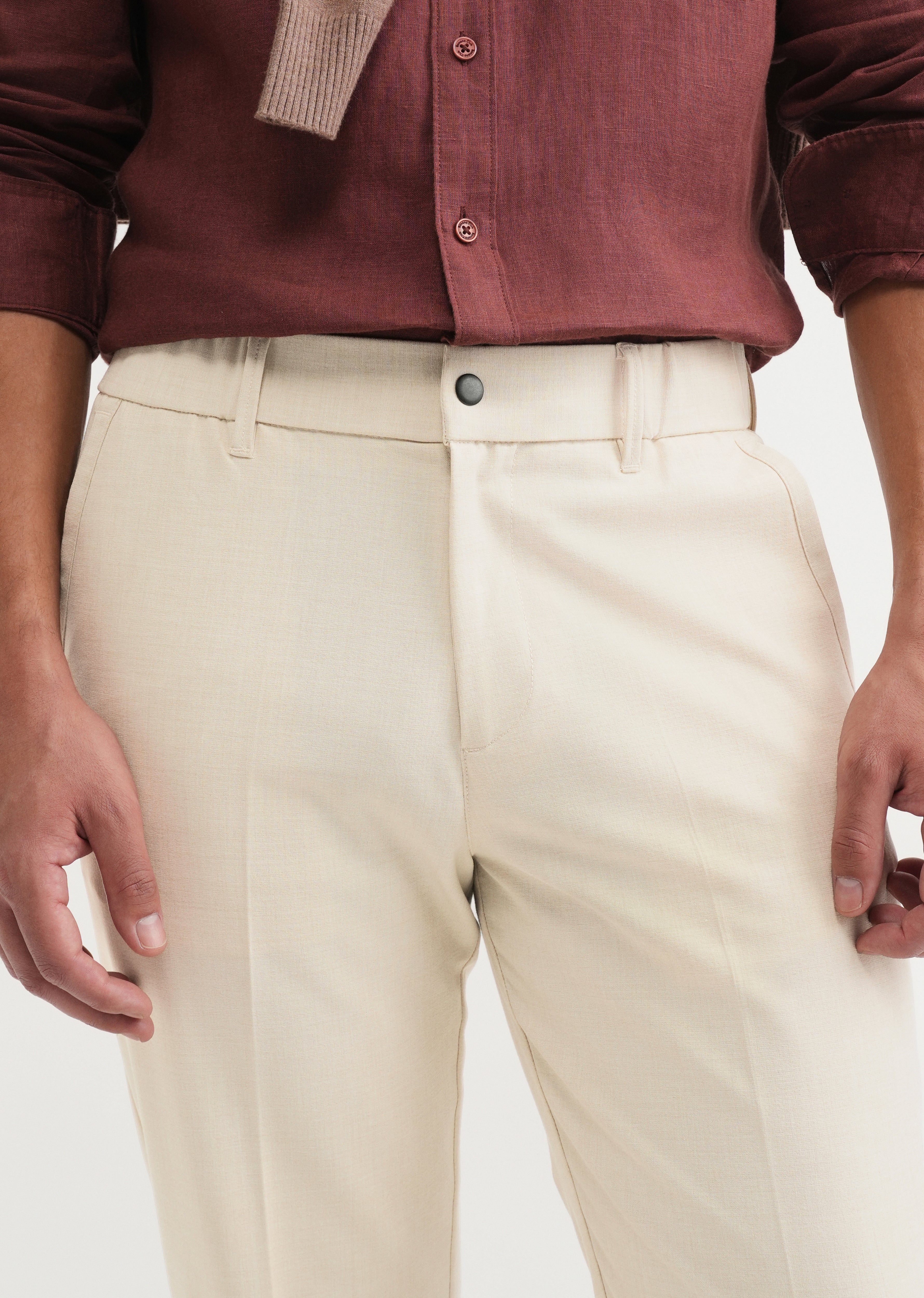 Beige Semi-Elasticated Trouser