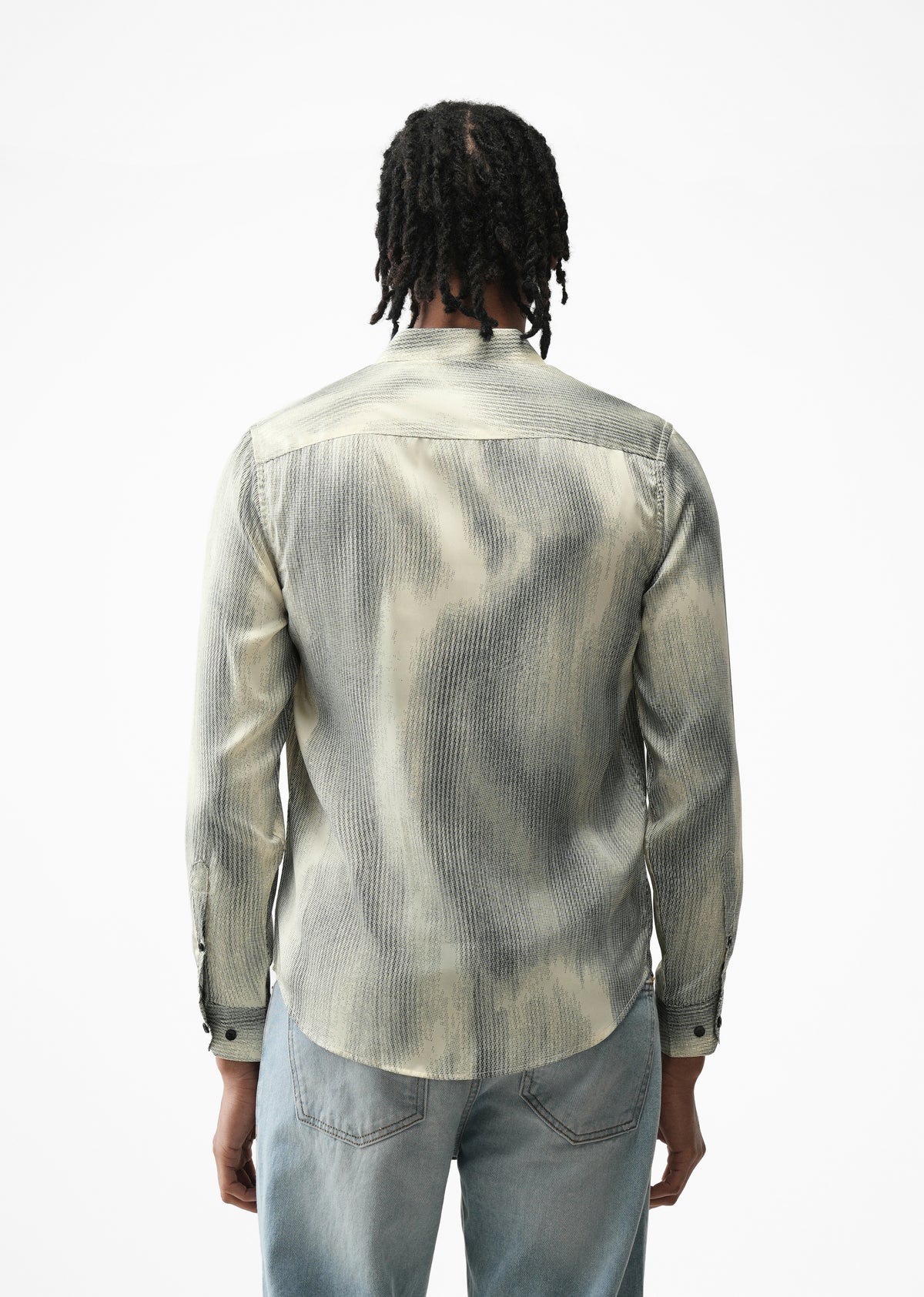 Cream Stippling Abstract Print Shirt