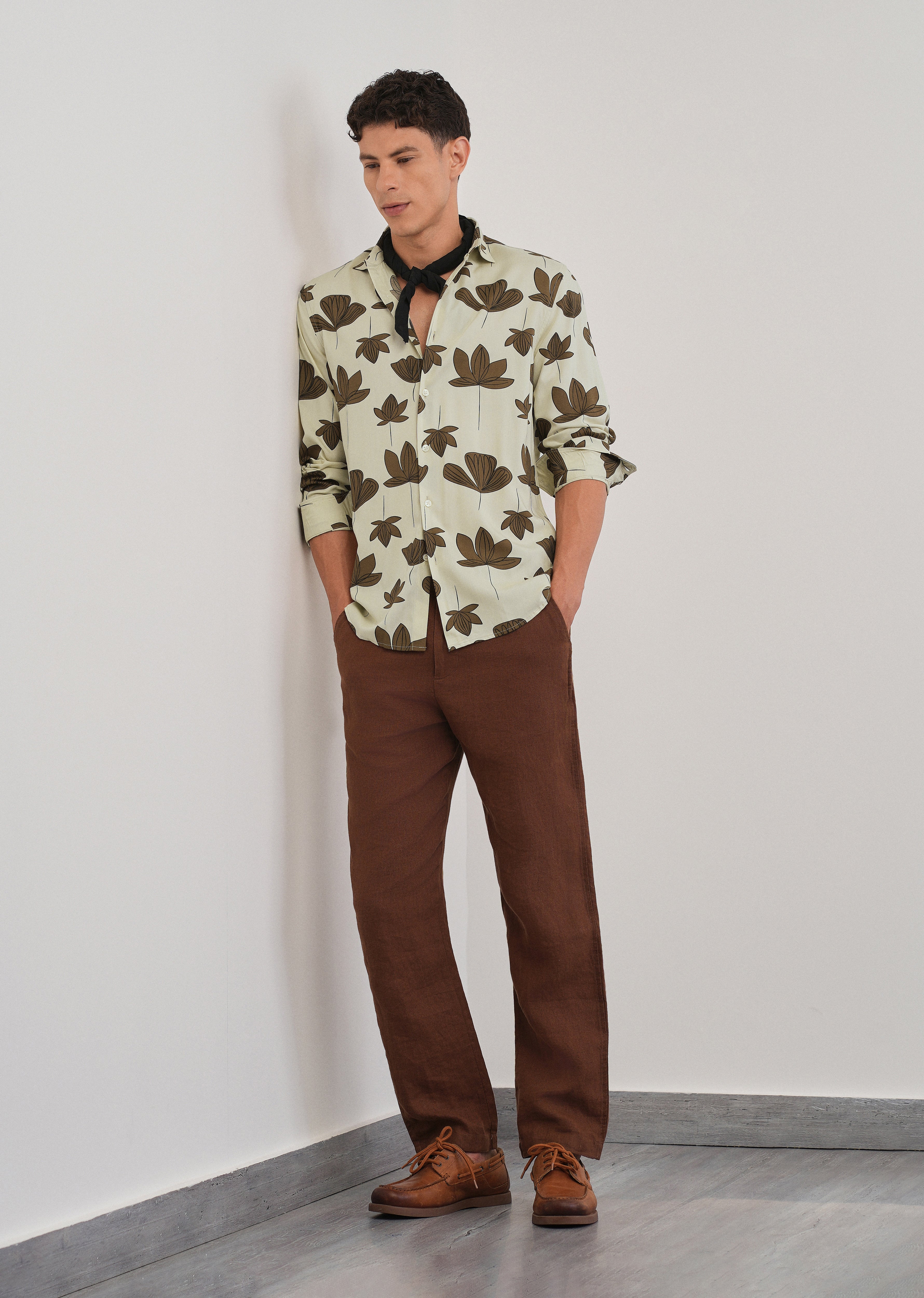 Cream Stylized Floral Print Shirt