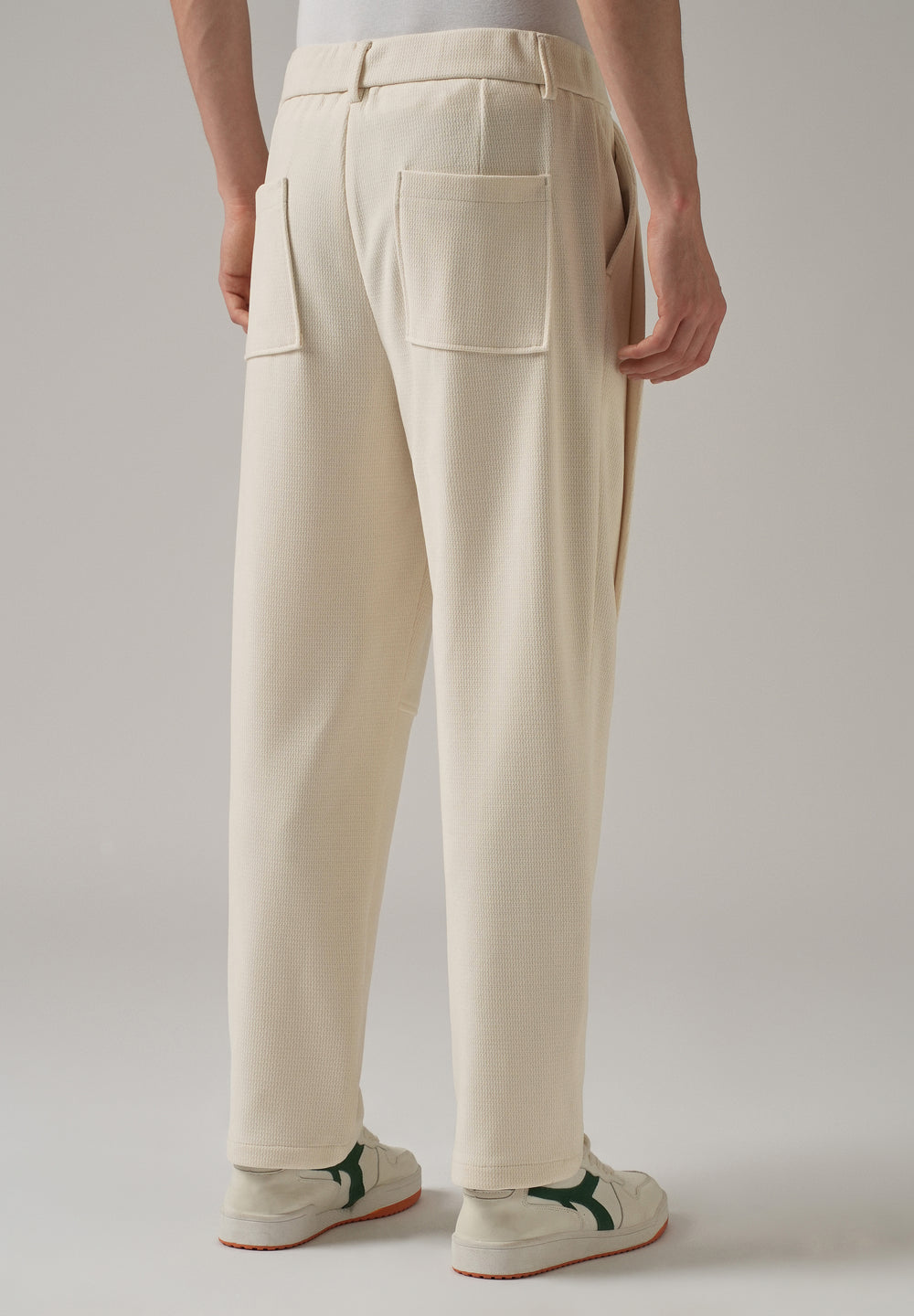 Cream Textured Suede Drawstring Pant