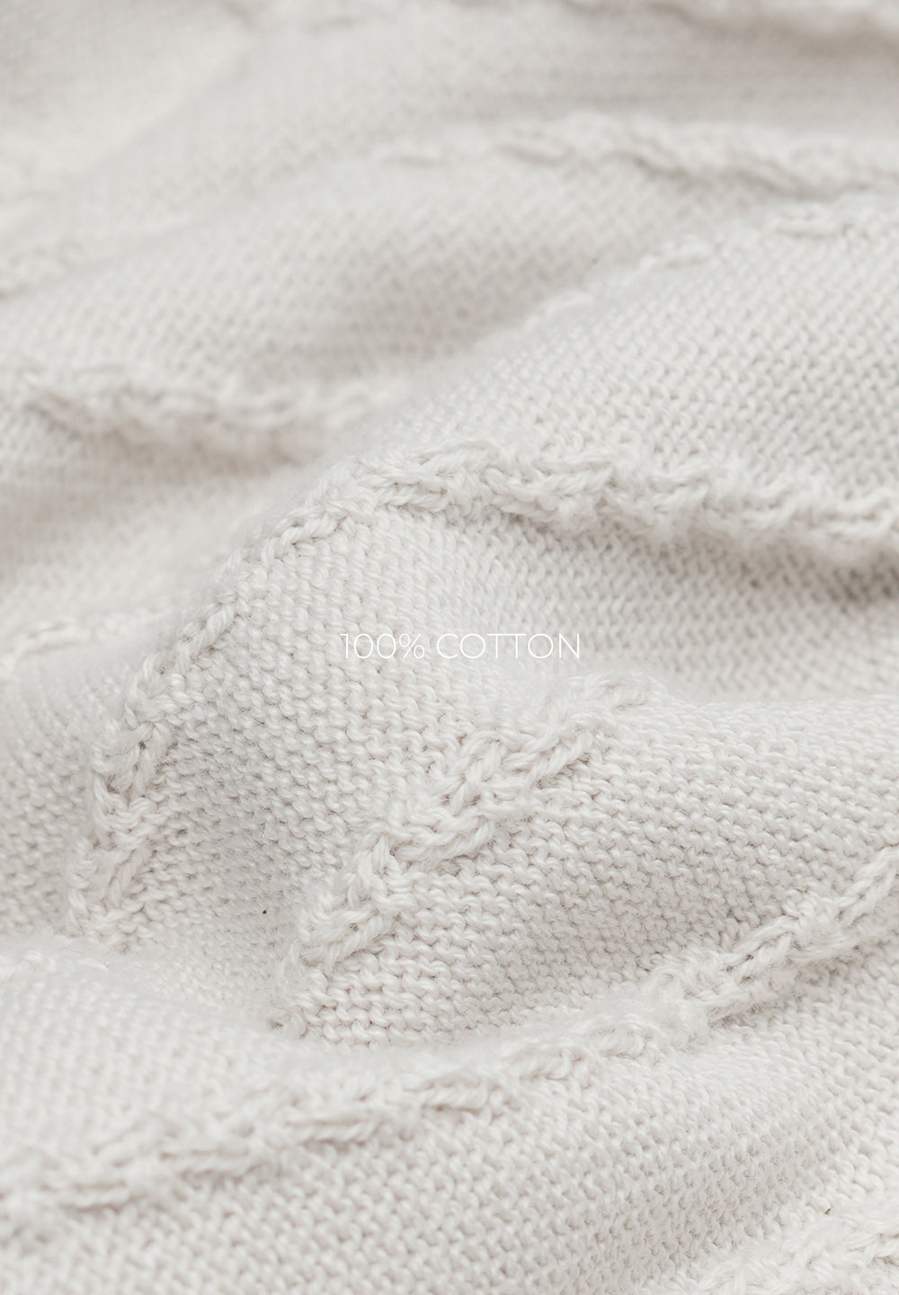 Cream Textured Knitted Polo
