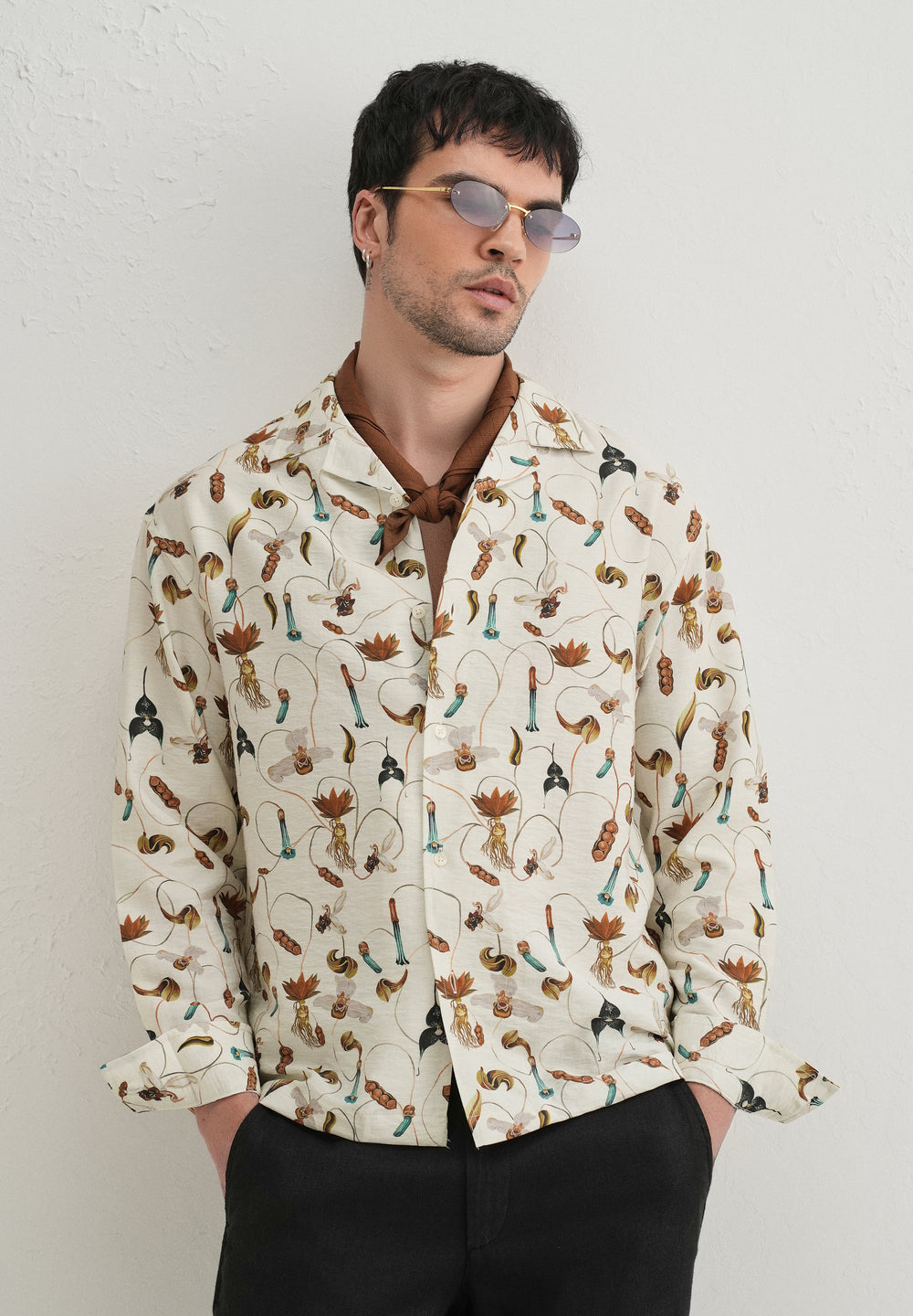 Cream Vintage Orchid Printed Shirt