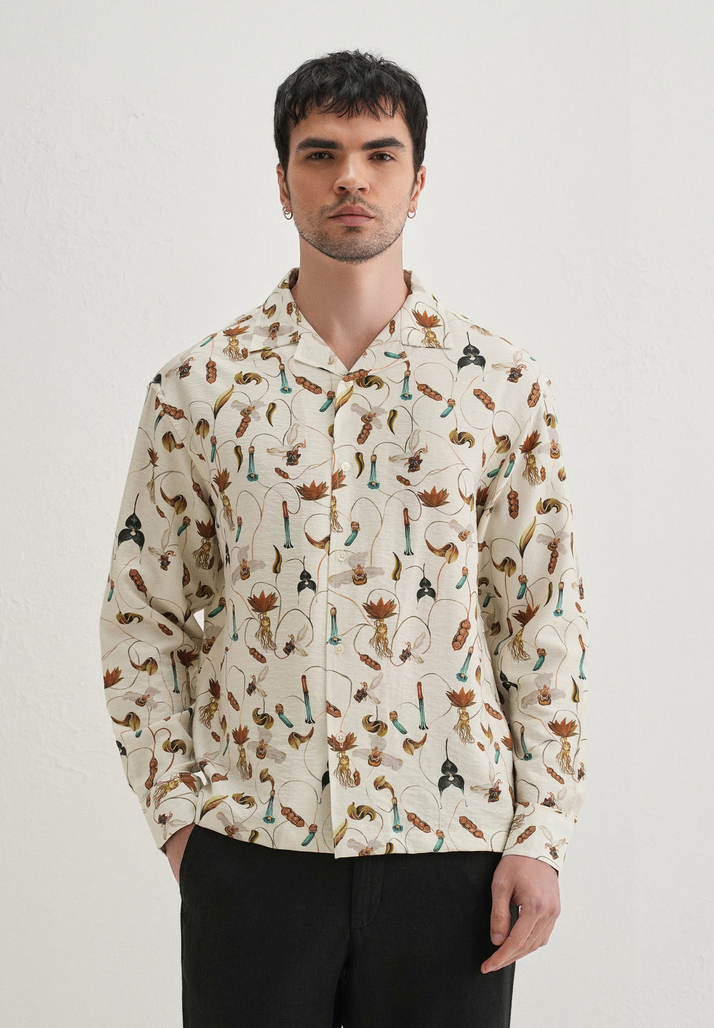 Cream Vintage Orchid Printed Shirt