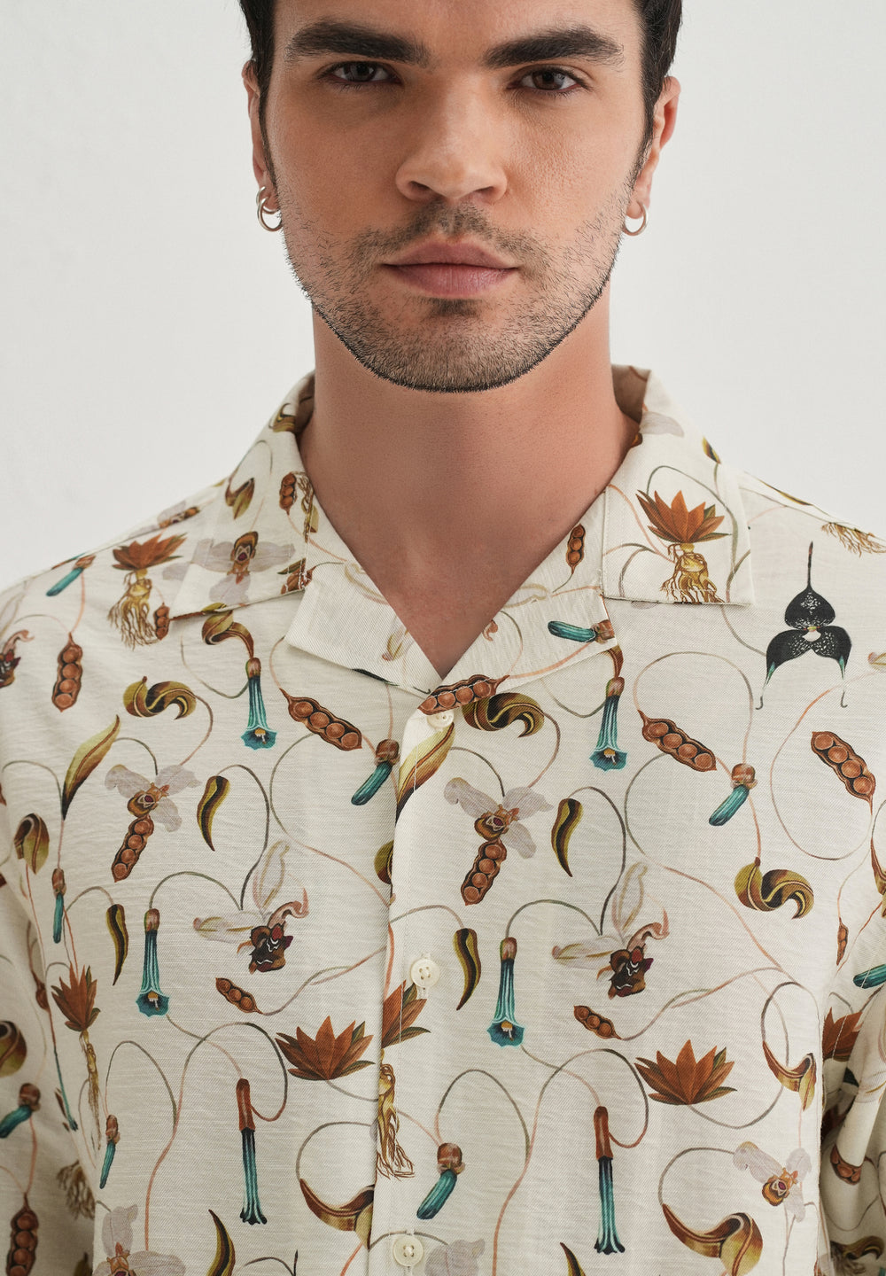 Cream Vintage Orchid Printed Shirt