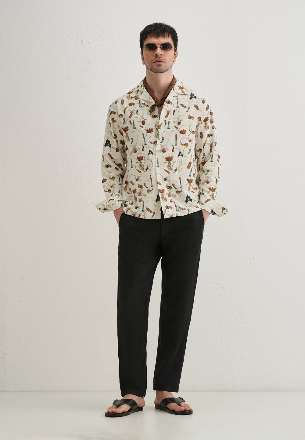 Cream Vintage Orchid Printed Shirt