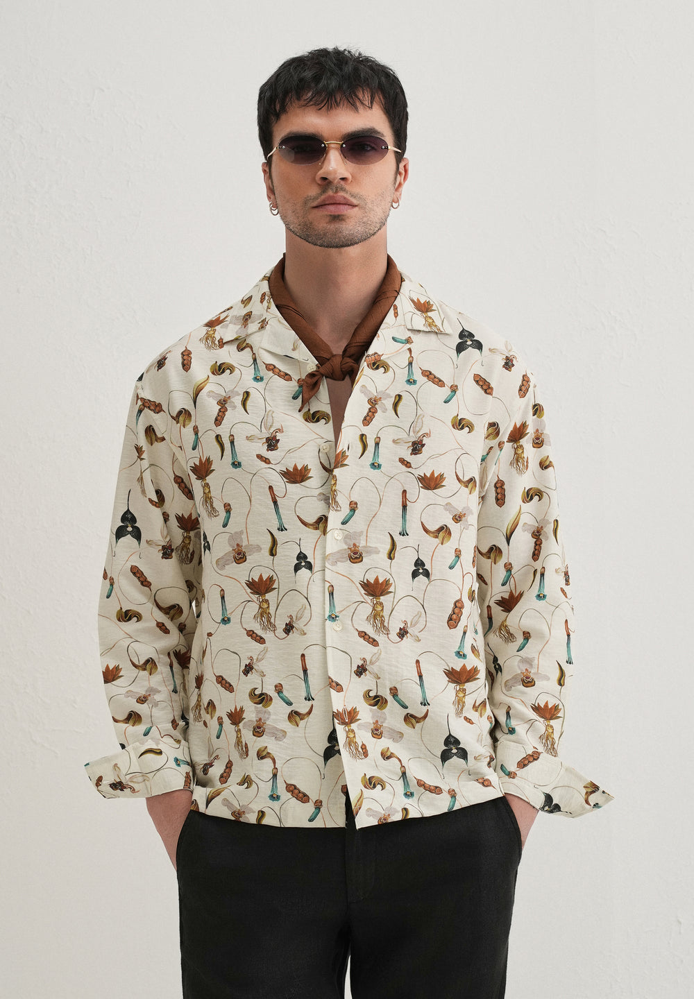 Cream Vintage Orchid Printed Shirt