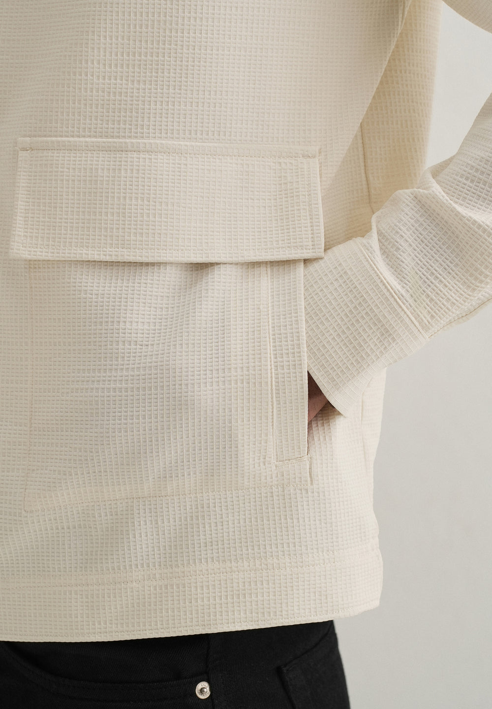 Cream Waffle Textured Shacket