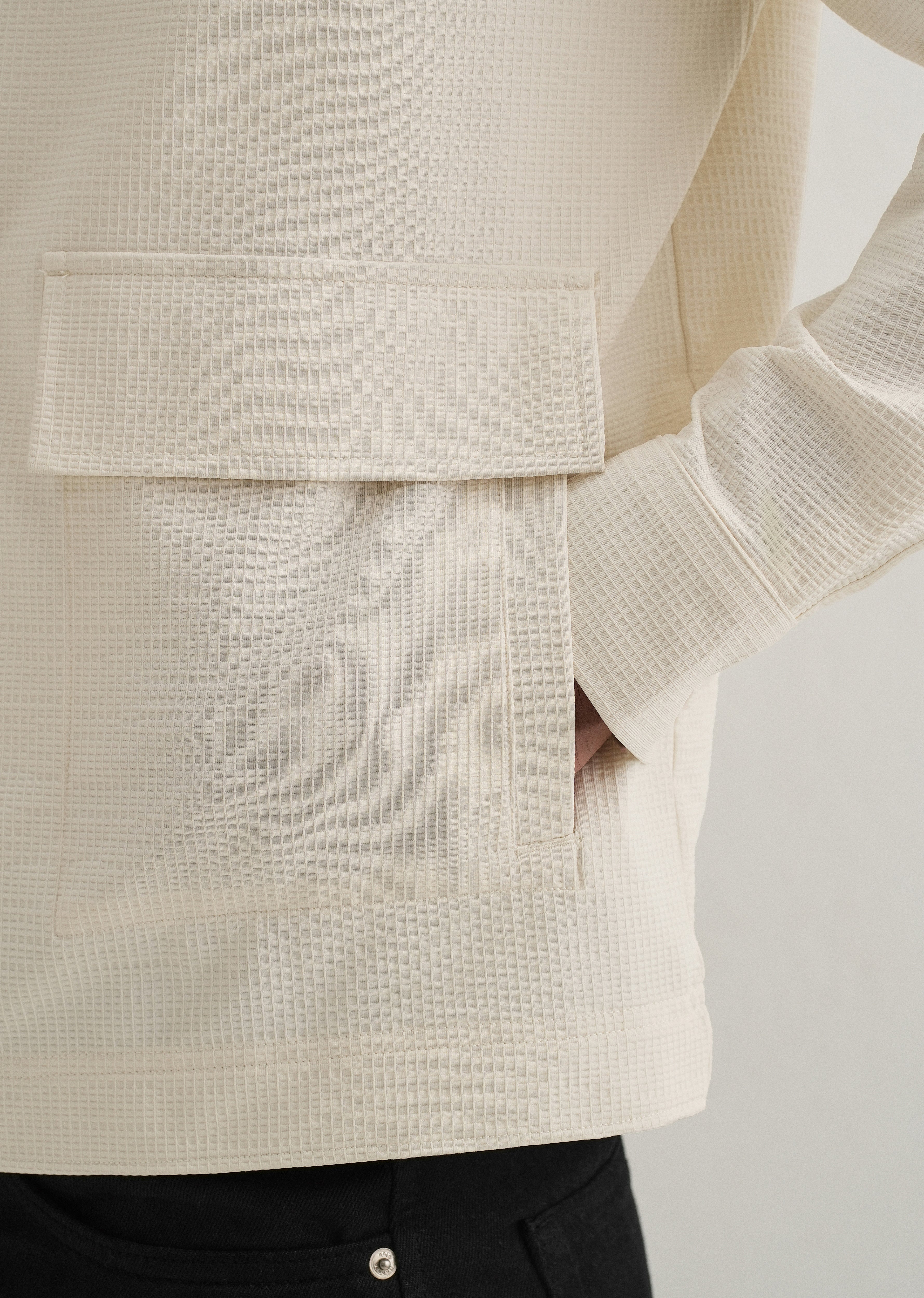 Cream Waffle Textured Shacket