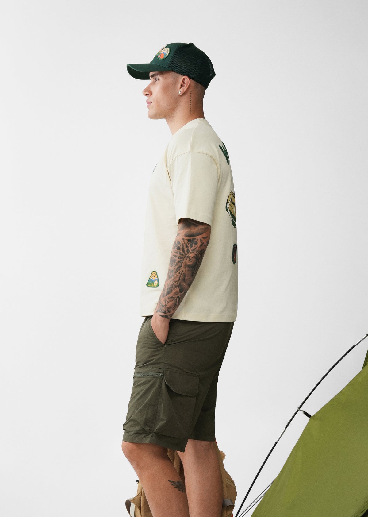 Cream Wanderer Textured Graphic T-shirt