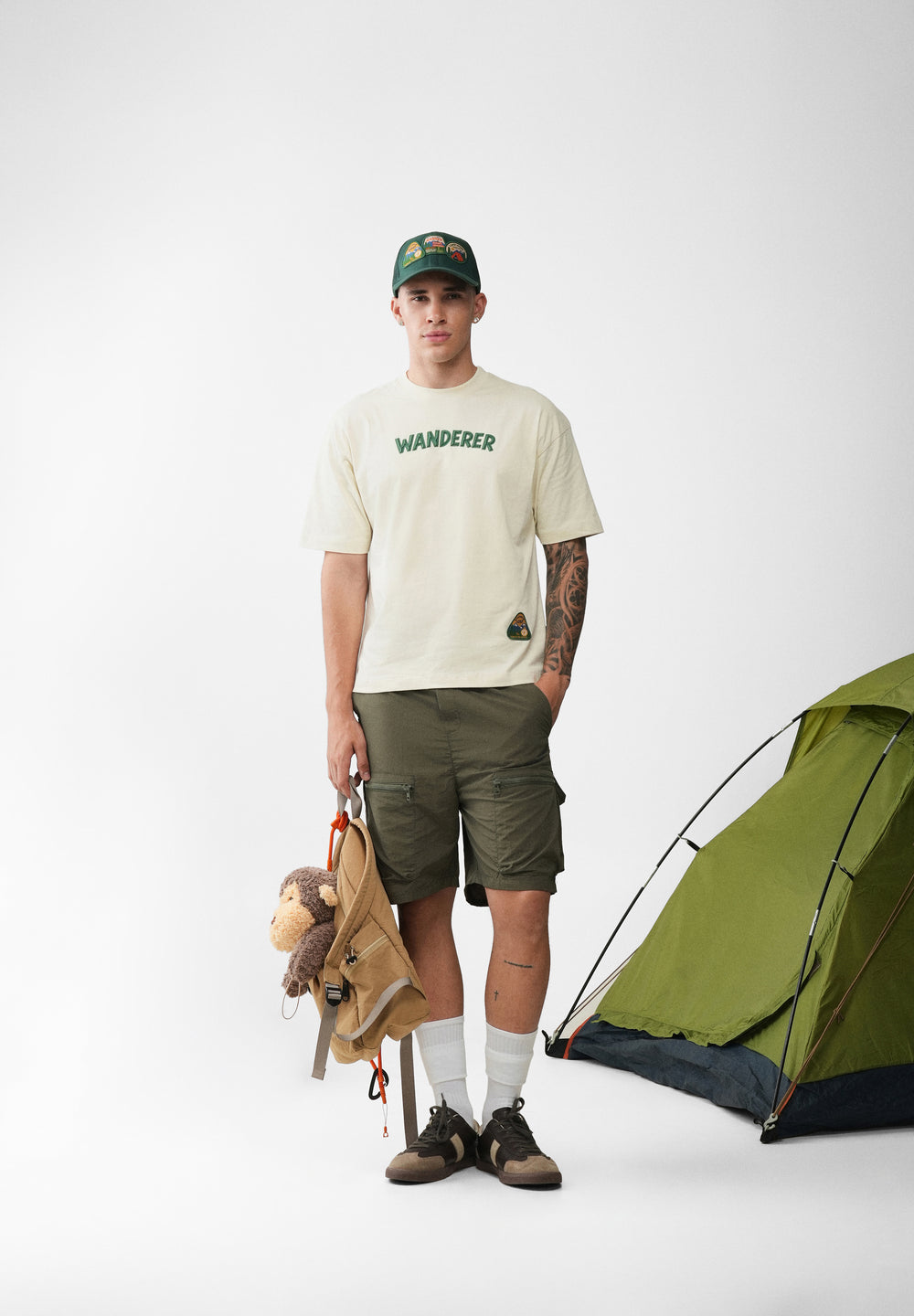 Cream Wanderer Textured Graphic T-shirt