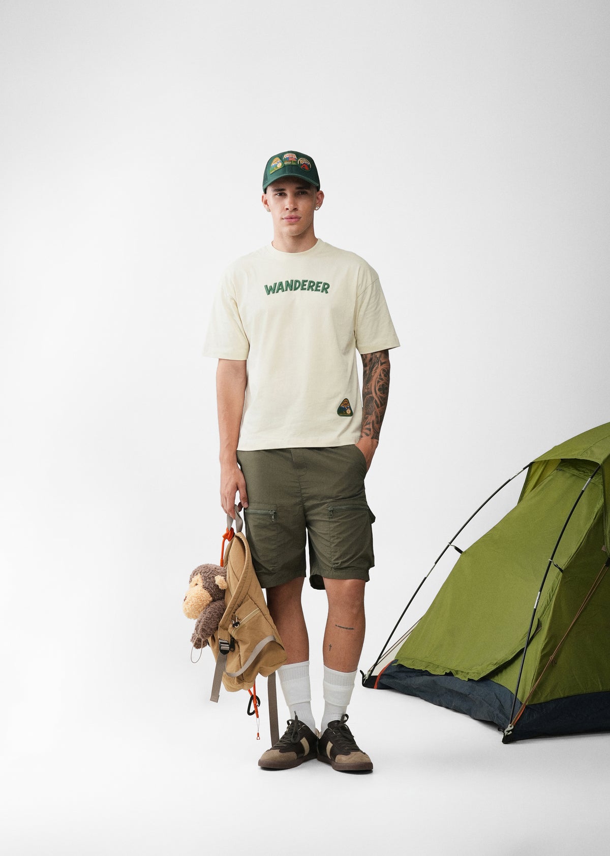 Cream Wanderer Textured Graphic T-shirt
