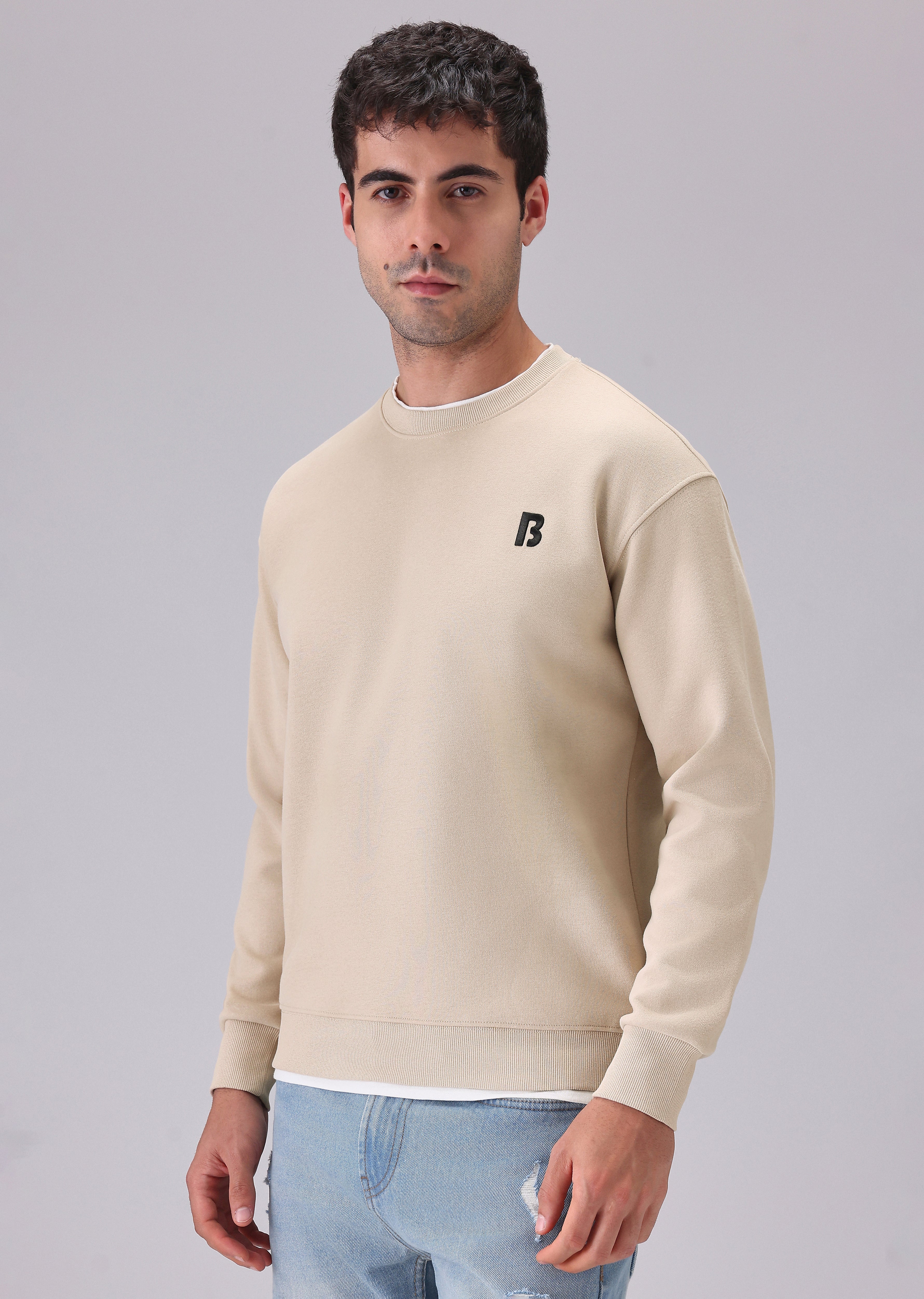 Cream White Contrast Sweatshirt