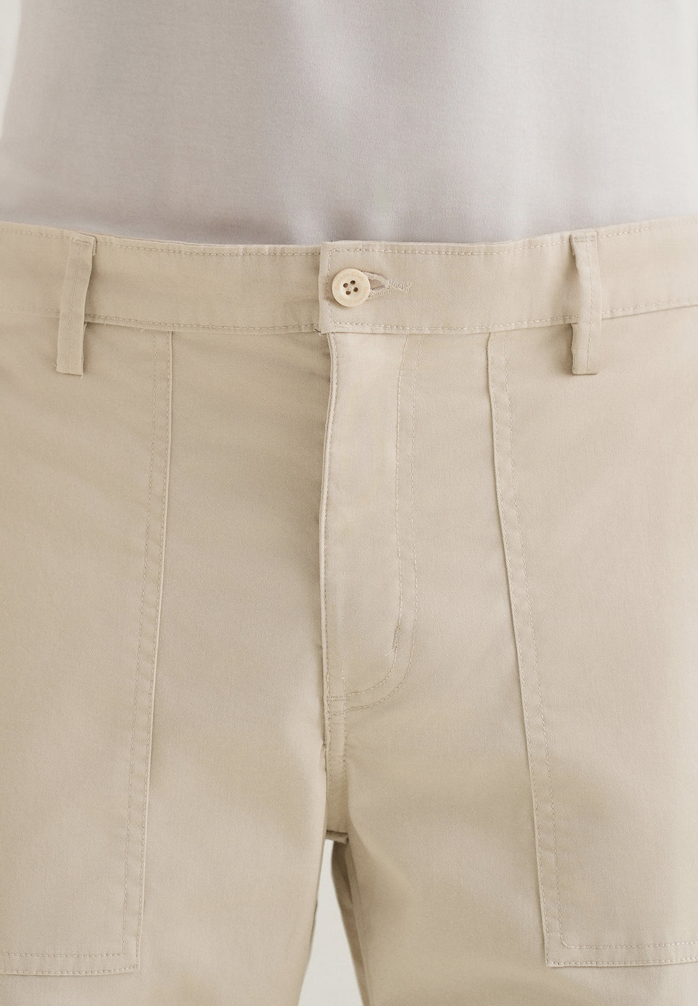 Cream Zipper Cargo Pant