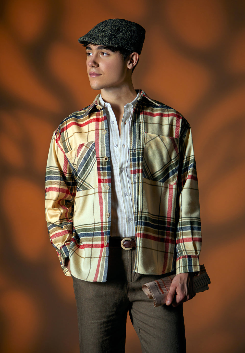 Cream Checked Relaxed Fit Shacket