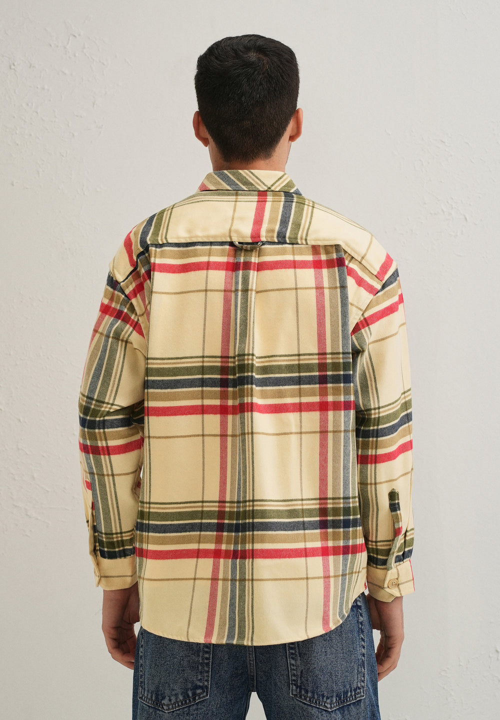 Cream Checked Relaxed Fit Shacket