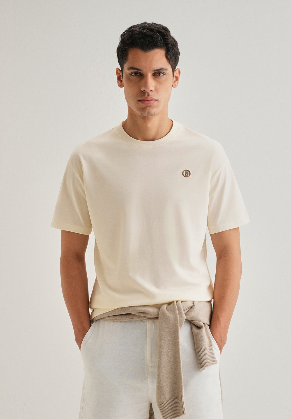 Cream Crew Neck T-shirt