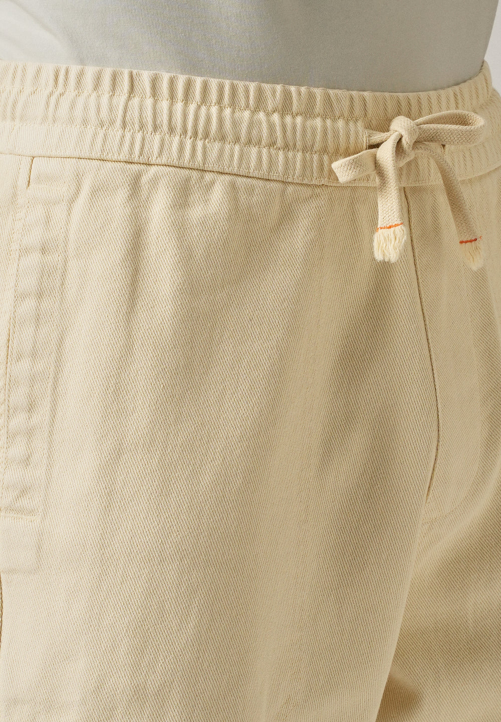 Cream Drawstring Drill Denim