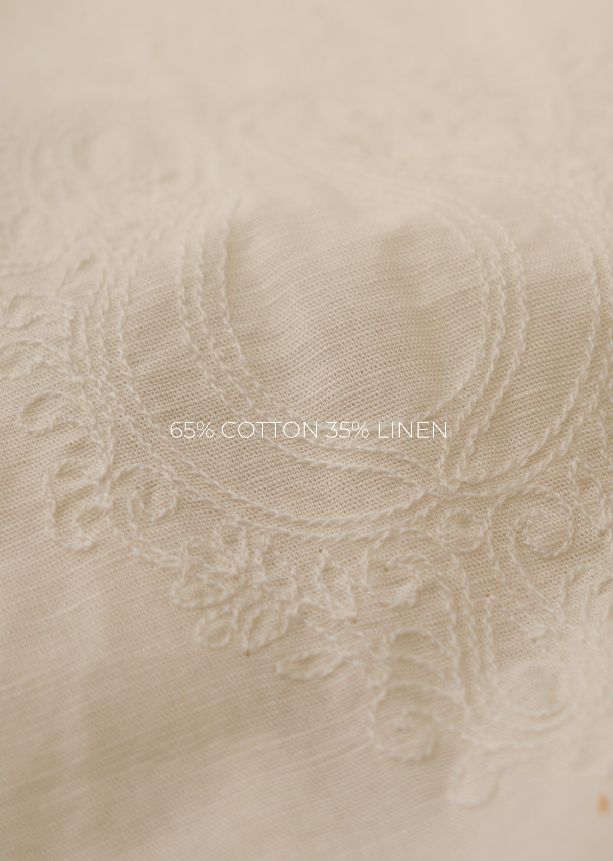 Cream Paisley Embroidery Linen Shirt