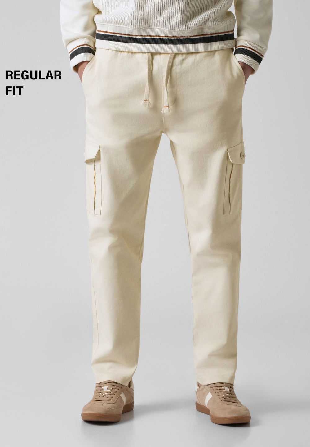 Cream Regular Fit Cargo Pant