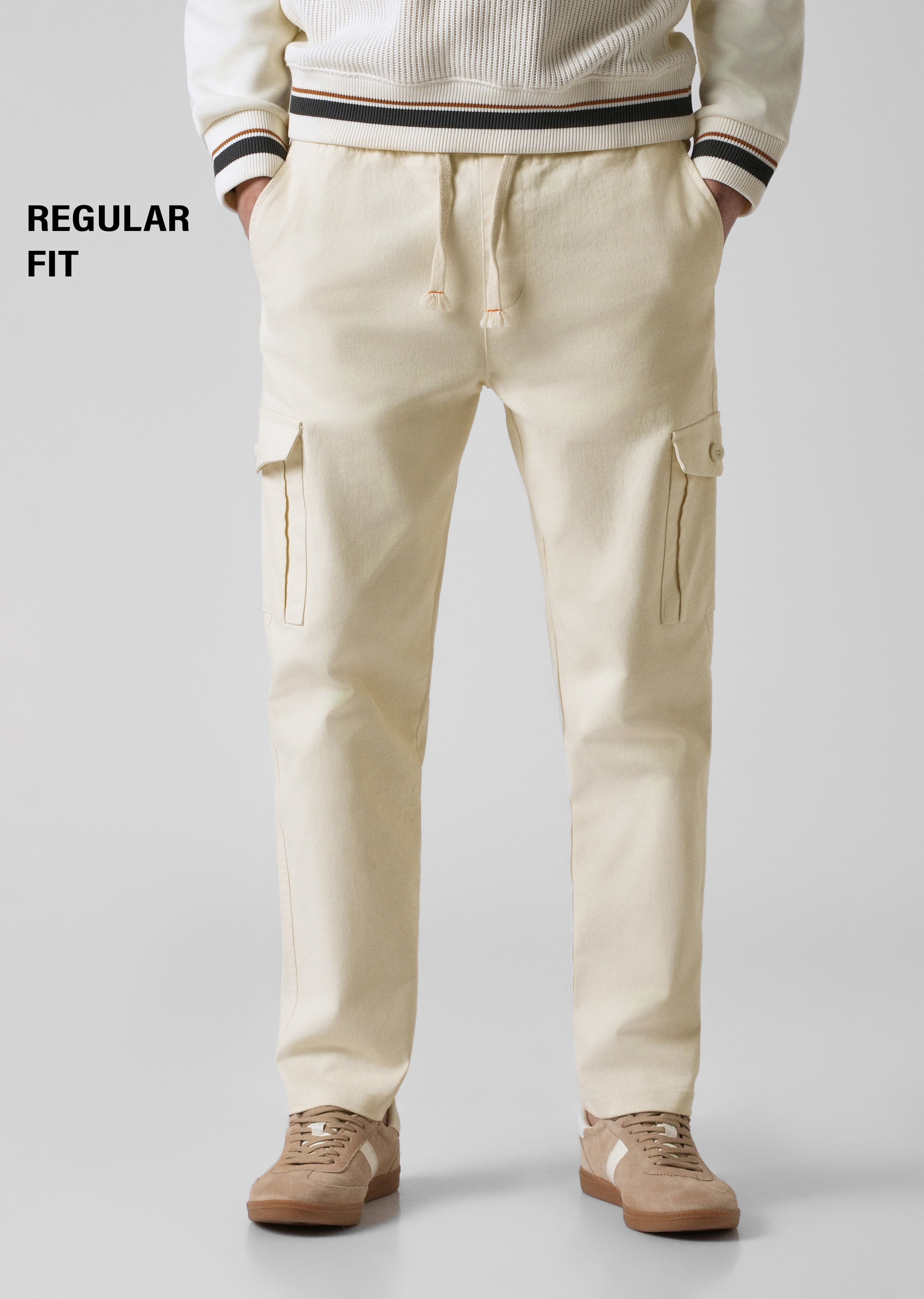 Cream Regular Fit Cargo Pant