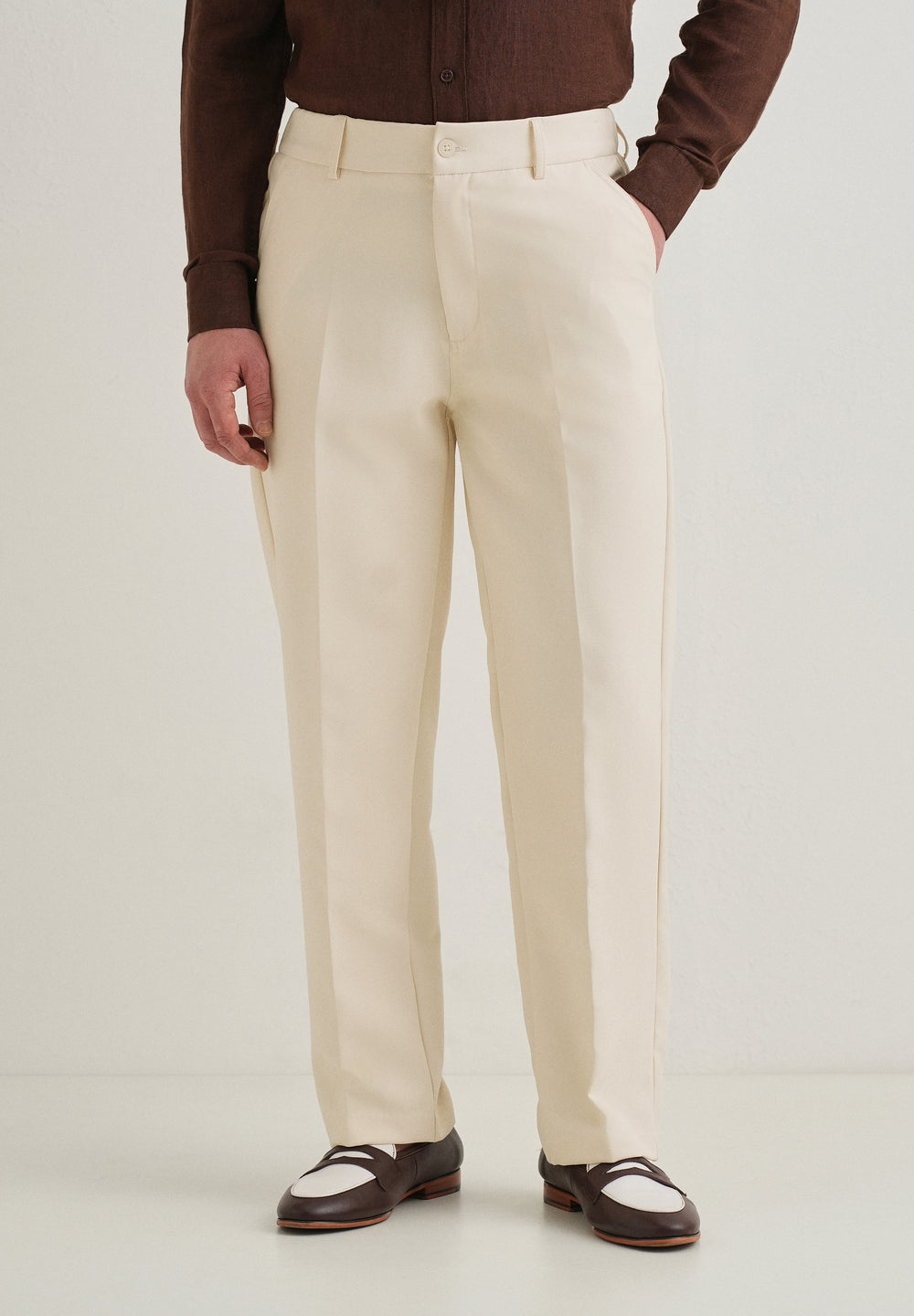 Cream Relaxed Fit Trousers