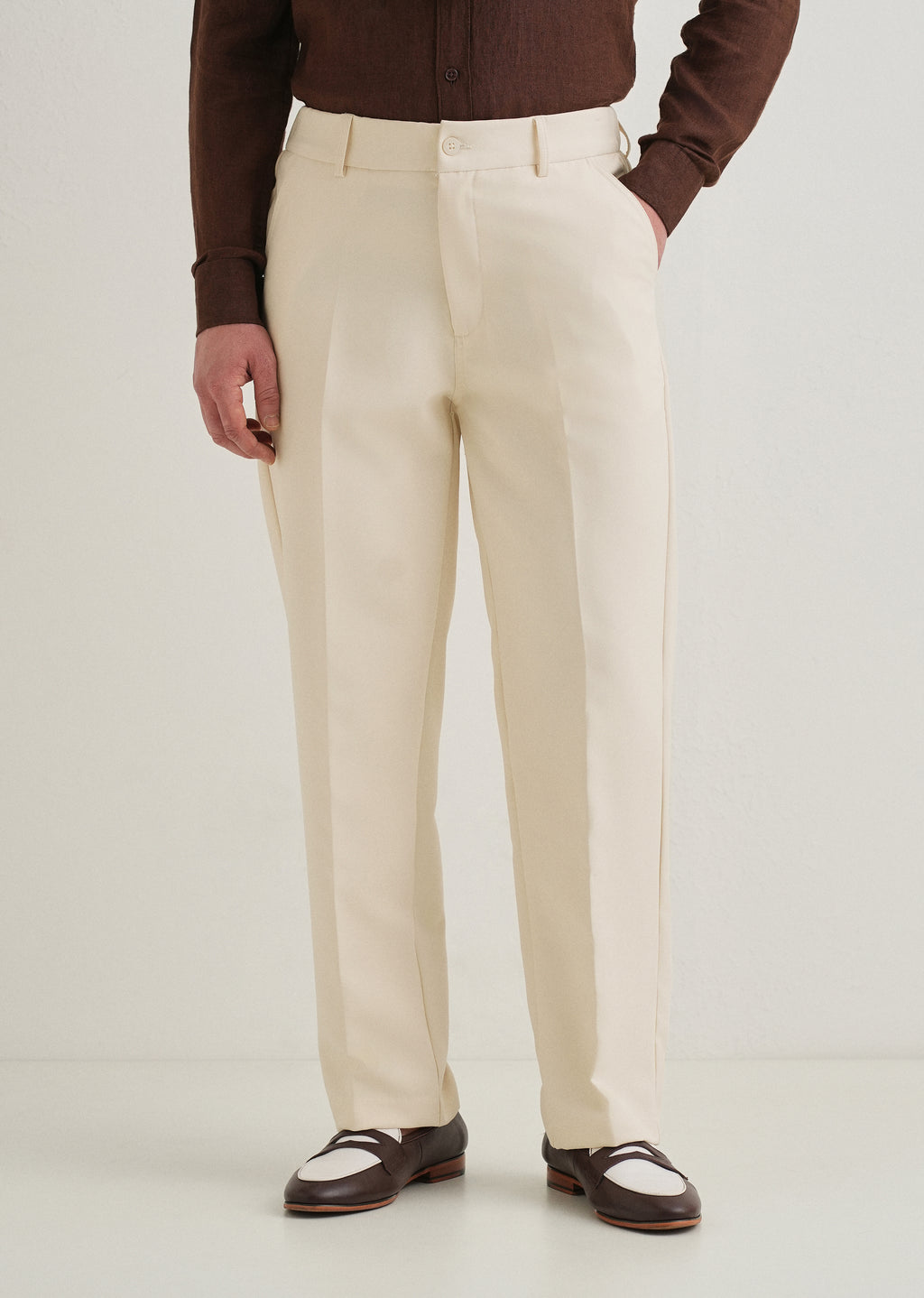 Cream Relaxed Fit Trousers