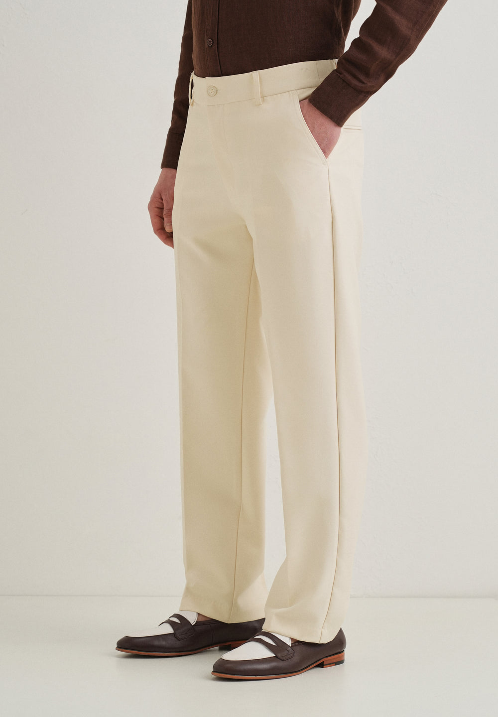 Cream Relaxed Fit Trousers